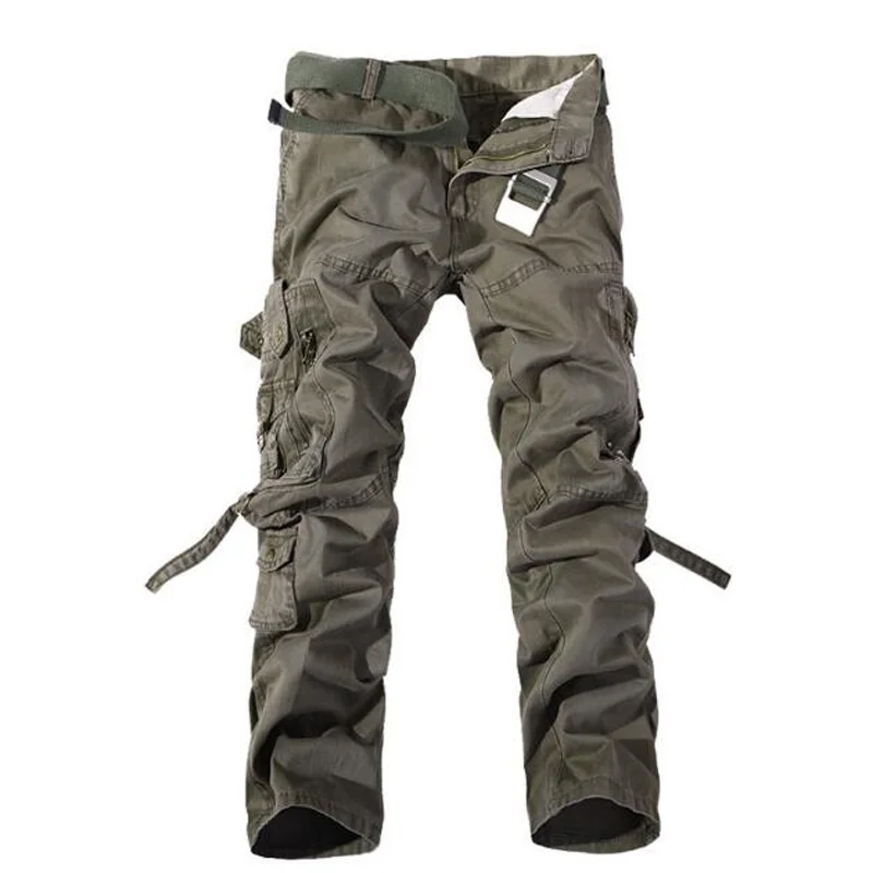 Shallow army green Мужские модные тактические брюки карго мужские армейские военные брюки хлопок Мульти Карманы эластичные гибкие мужские повседневные брюки - Цвет: Shallow army green