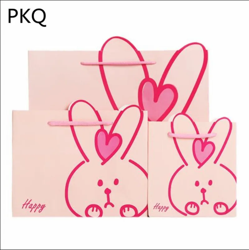 

10pcs Hot Carton Rabbit Paper Gift Box Wedding Favor Craft Candy Paper Bag with Handle For Gift Package Wrapping Supplies Bag