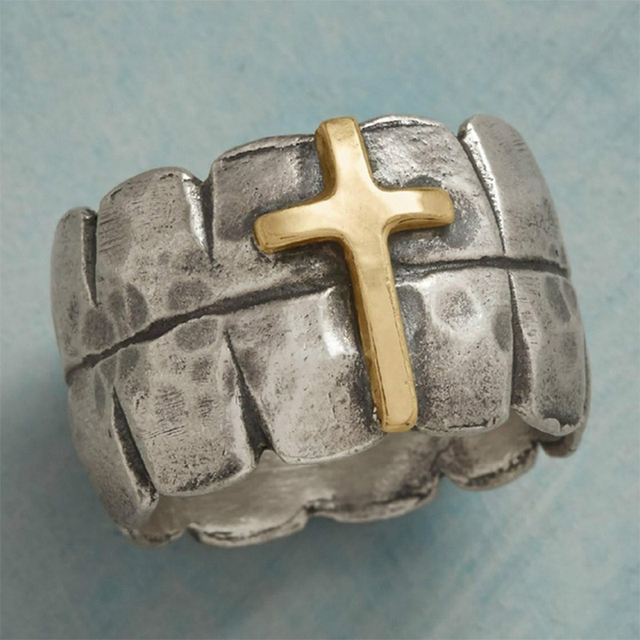 Vintage Big Width Moonstone Rings for Women Retro Two-color Handmade Carved Leaf Pattern Ring Statement Female Jewelry