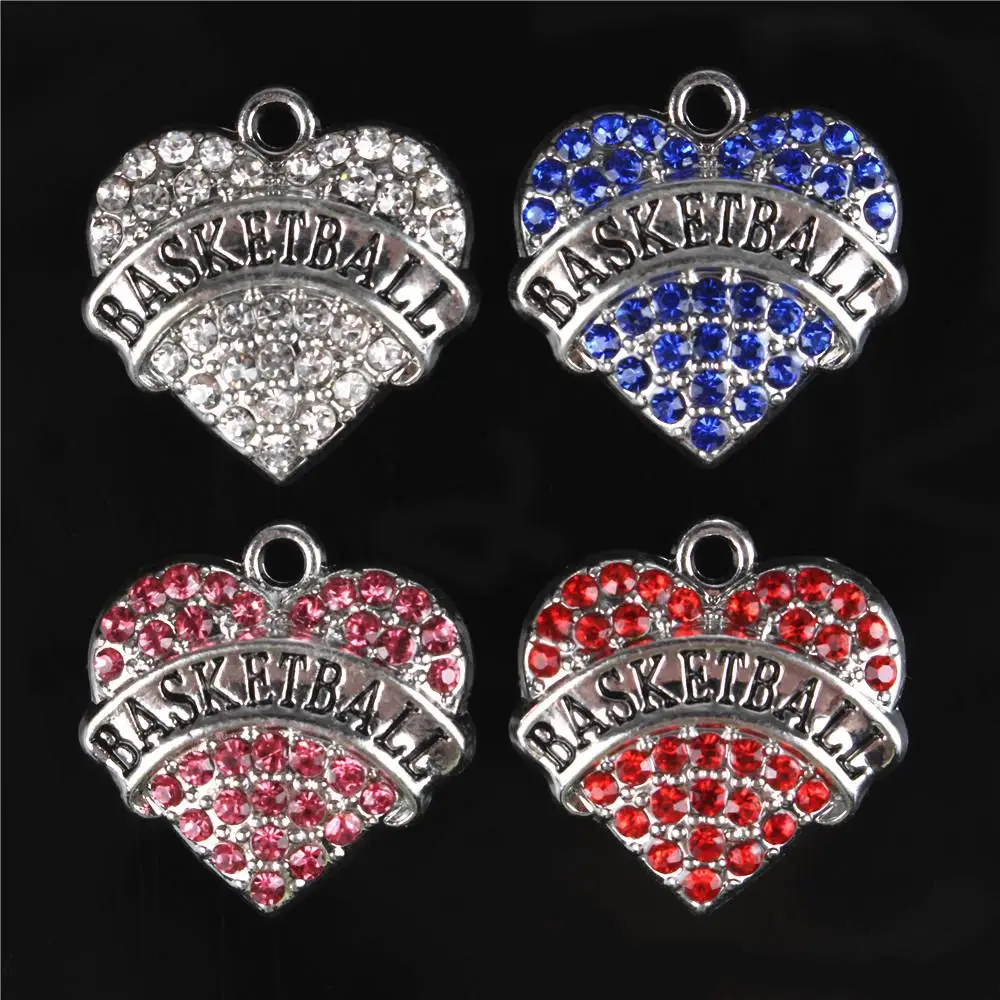 

5PCS Love Heart Crystal BASKETBALL Charms Pendant For DIY Necklace Bracelet Party Jewelry Making Accessories Gift