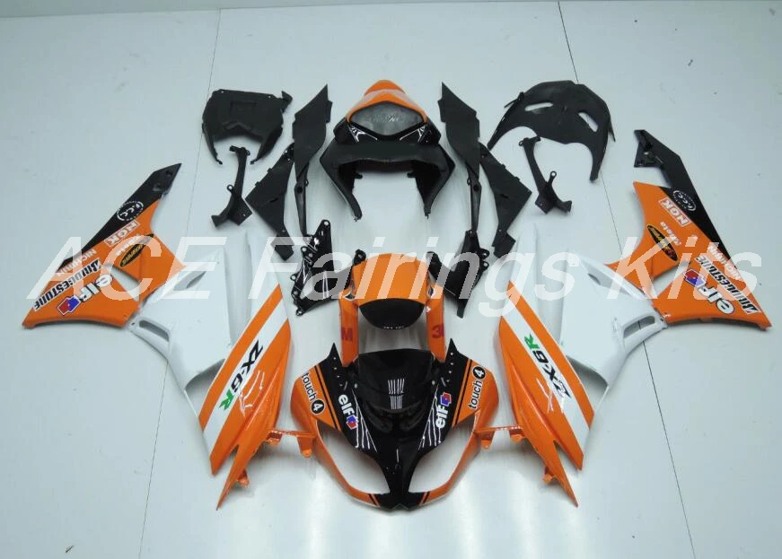 Литьевая Форма ABS обтекатель комплект подходит для Kawasaki ZX6R 2009 2010 2011 2012 Обтекатели ZX-6R 09 10 11 12 ниндзя 636 Оранжевый Белый