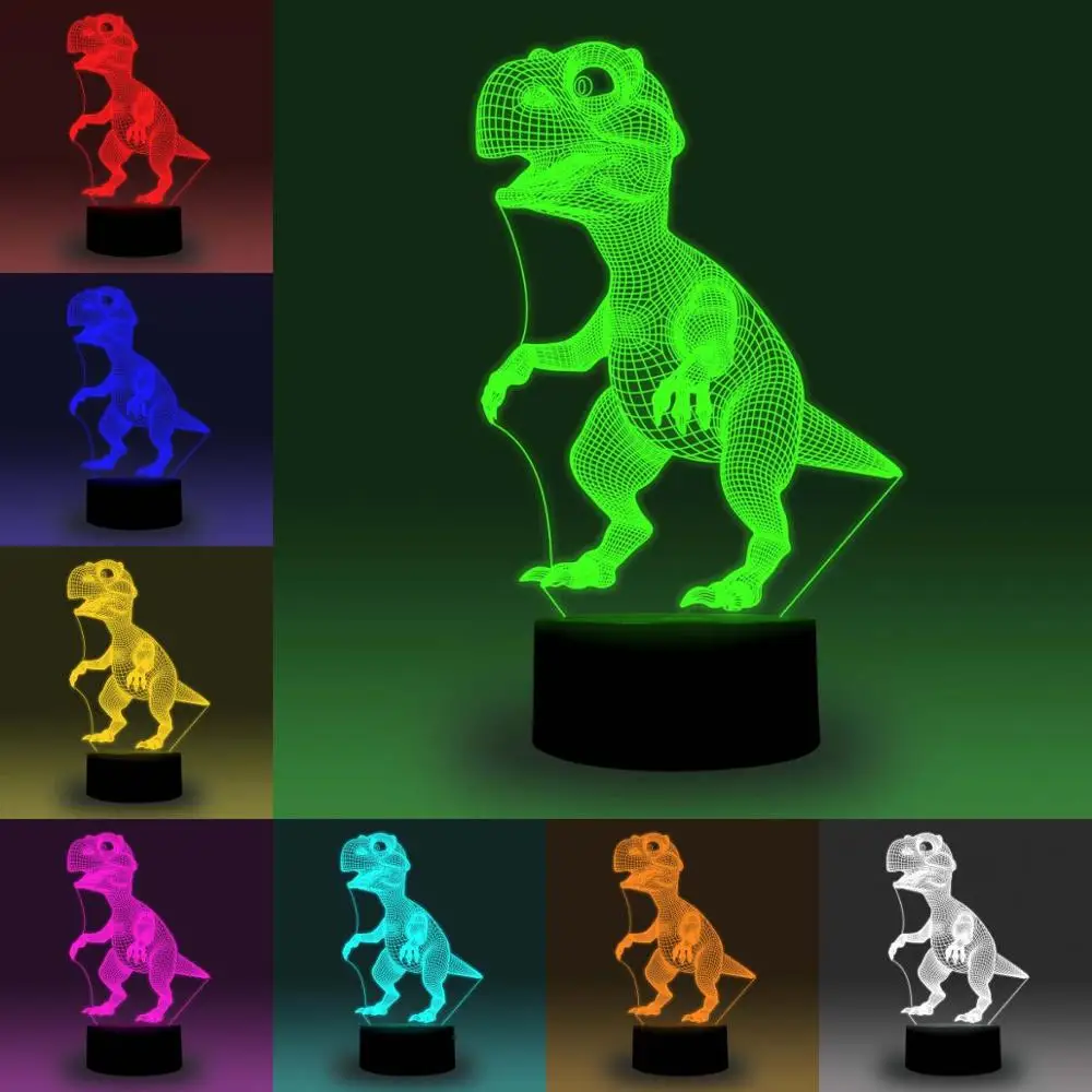 

NiteApps Carton Dinosaur 3D RGB LED Night Light Desk Table Illusion Lamp Holiday Birthday Gift APP/Touch Control