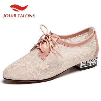 

JOUIR TALONS 2020 Dropship Genuine Leather Shoes Round Toe Strange Style Heels Cross-tied Spring/Autumn Offices Ladies Shoes