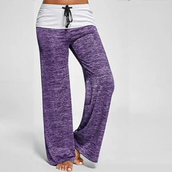 purple Цветочные женские широкие свободные штаны для йоги размера плюс, штаны для йоги с высокой талией, спортивные Леггинсы для спортзала, новинка - Цвет: purple