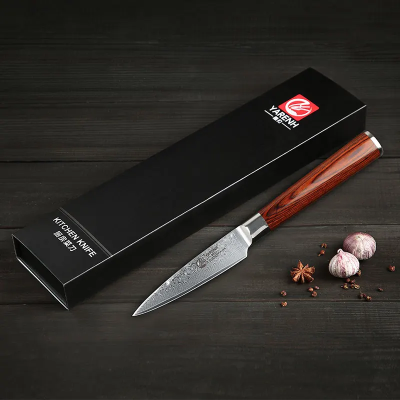 YARENH 3," нож для очистки фруктов с цветной деревянной ручкой Лучшие Кухонные ножи японский дамасский стальной Универсальный нож кухонные ножи