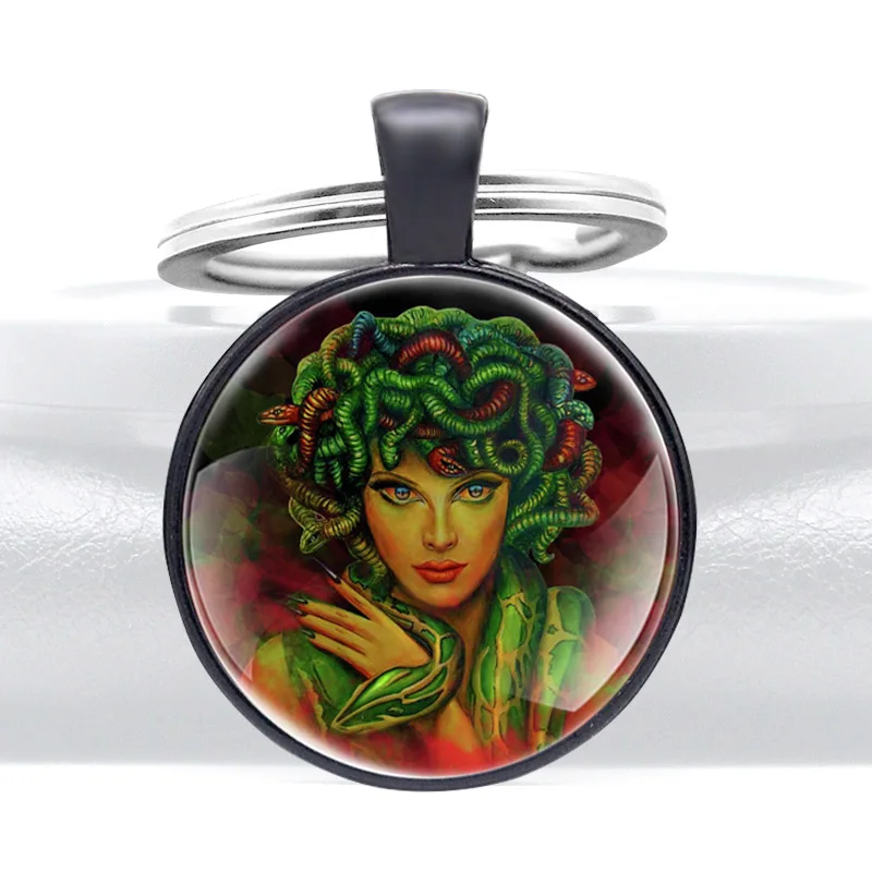 Nuovo Arrivo Medusa Glass Dome Charm Portachiavi Uomo Donna Portachiavi Regali Gioielli