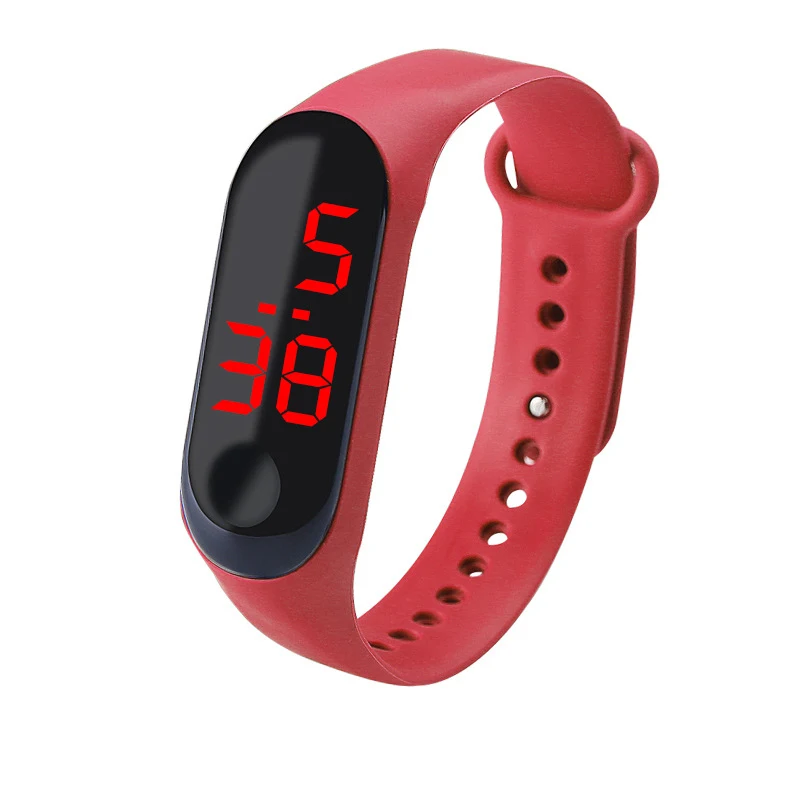 Модные спортивные часы для женщин, мужчин, детей, электронные силиконовые браслеты, наручные часы для детей, цифровые часы для улицы, водонепроницаемые часы - Цвет: red red led