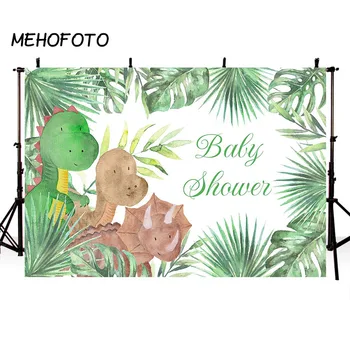 

Neoback Baby Shower Backdrop Dinosaur Cartoon Forest Photography Background for Photo Studio