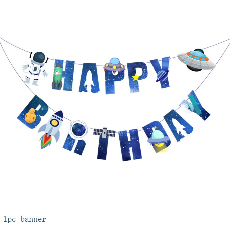 1pc banner Космические вечерние воздушные шары астронавт, воздушные шары из фольги, тема галактики вечерние, для мальчиков, детский праздничный Декор ко дню рождения, сувениры, гелиевые шары - Цвет: 1pc banner