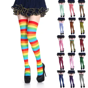 

Knee Socks Girl Women Sexy Slim Striped Long Socks Autumn Christmas Halloween Easter Ball Party Costume Knee High Socks Women