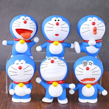 

Anime Cartoon Doraemon Q Face PVC Figures Decoration Brinquedo Toys 6pcs/set
