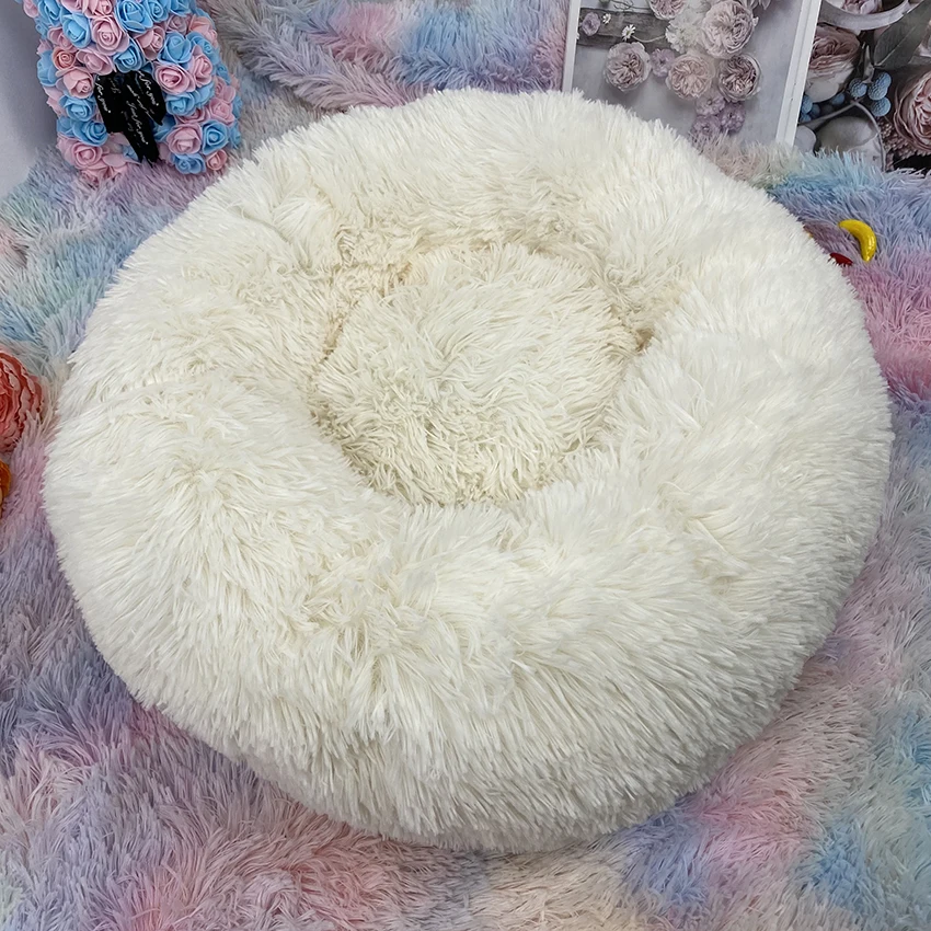 

Round Plush Cat Bed For Cats House Pet Bed for Cat Bed basket Animals products sofa Long Dog Bed Cushion Mat For Pets Petshop