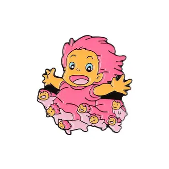 

1pc Cute Anime Studio Ghibli Howls Moving Castle Alloy Badge Icons on The Backpack Pin Brooch Badge Figure Toys Kids Girl Gift