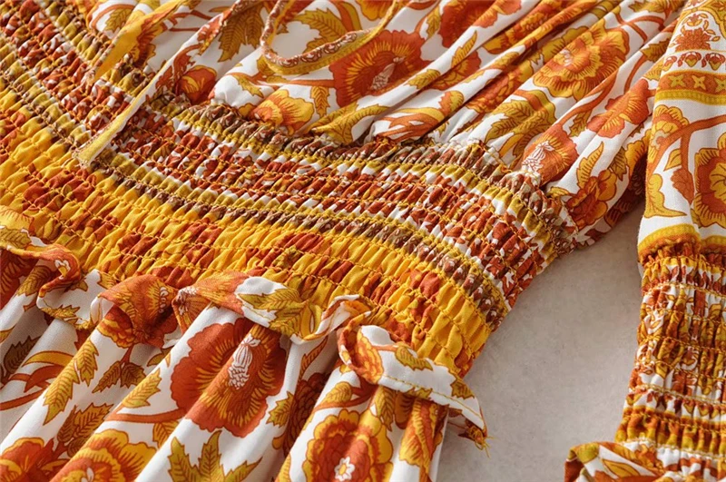 Boho шикарные женские цветочные принты с коротким рукавом, эластичная талия, пляжные богемные мини-платья, Дамское свободное платье с квадратным воротником из вискозы