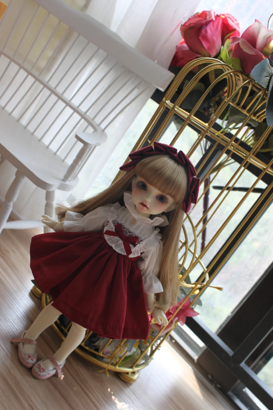 1/3 1/4 BJD SD кукольная одежда Красный Лолита платье костюм для 1/3 1/4 кукольная одежда для вечерние