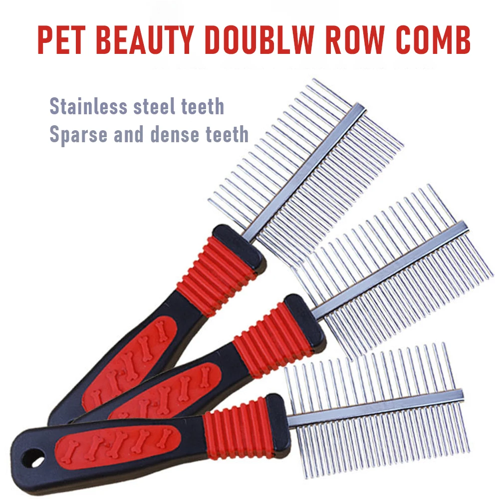 

Pet Grooming tool Dogs cats detang hair comb Stainless Steel double row durable for coltons spitz poodles Yorkie fur wool fluff