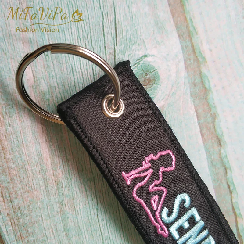 MiFaViPa Fashion Trinket Keychain Send nudes Embroidery Key Chains llavero for Motorcycle Lover Wholesale Trinkets Drop Shipping (5)