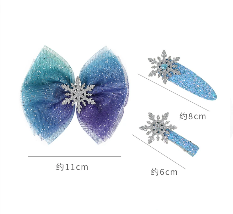 MISM 1pc Blue Sequins Bow Scrunchy Snowflake Bobby Clips Starry Hair Clips Girls Rubber Bands Hair Accessories Christmas Gifts