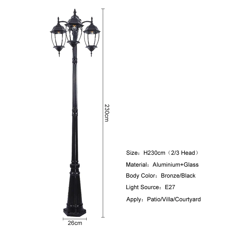 LED Lamp Solar Garden Lights LED Street Lamp European Outdoor Garden Light Waterproof Garden Villa Lawn Lamp Engineering Special Wall Pillar Head Road Lamps