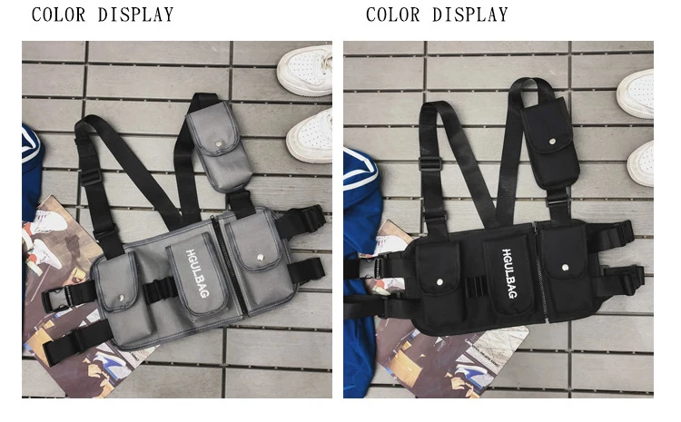 Functional Fashion Chest Rig Bag Men Women Hip Hop Harness Adjustable Tactical Vest Sports Hunting Tactical Packages Bullet Pack