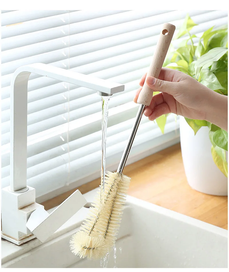 Brosse Nettoyage Biberon Longue Manche | Têtes Remplaçables Double Poils 32,5cm