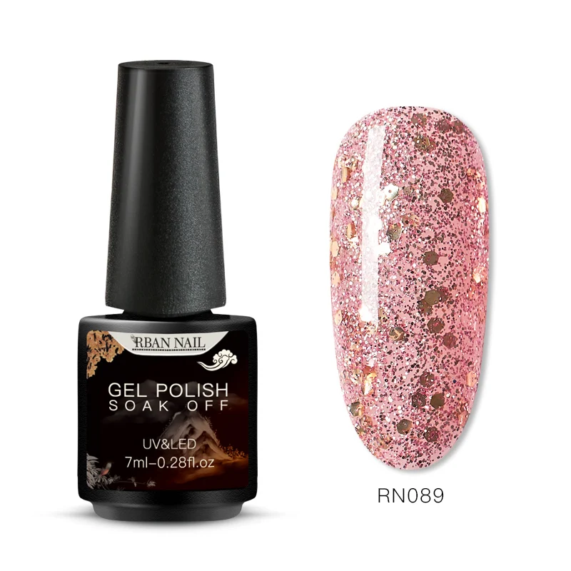 RBAN NAIL 7 мл УФ-гель для ногтей голографический блеск розовый цвет серия Soak Off Гель-лак для нейл-арта лак маникюр дизайн - Цвет: EES05712