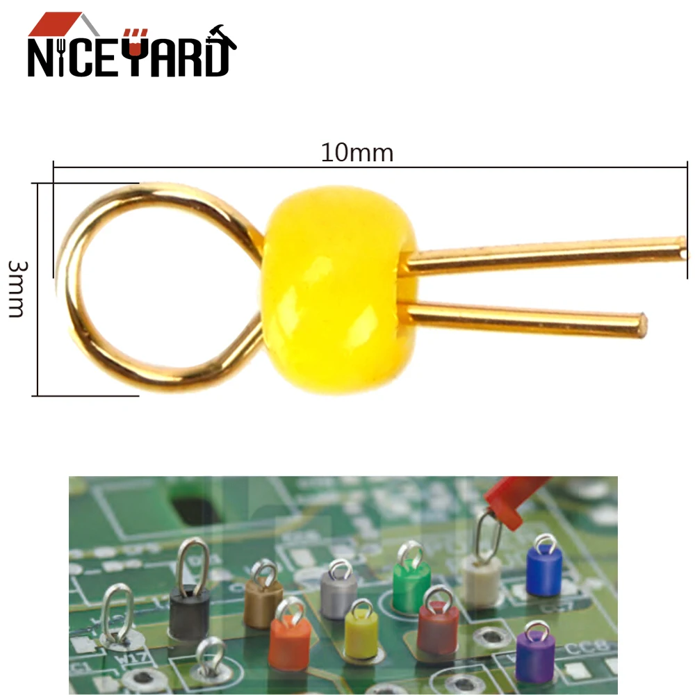 

NICEYARD 100Pcs Circuit Board Test Pin Six Color PCB Board Test Points Resist High Temperature Gold Plated Ceramic Beads
