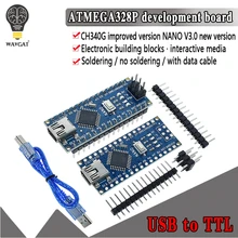 WAVGAT продвижение Arduino ардуино Nano 3,0 Atmega328 контроллер Совместимость совета для Arduino модуль PCB развитию без USB