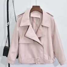 Winter Leather Jackets Women 2021 Korean Motorcycle Pu Long Sleeve Casual Outwear Lady Fashion Streetwear Jacket Perfecto Femme