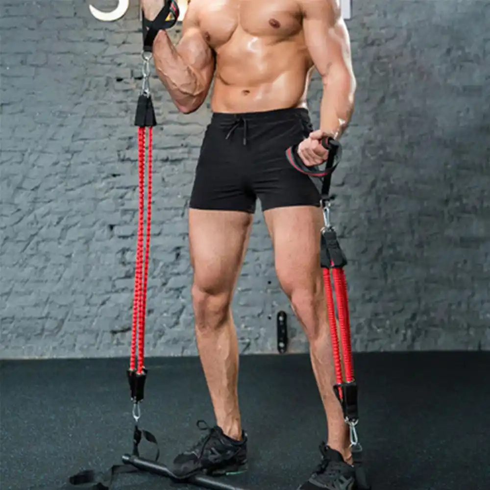 Resistance Band With Strength Training Bar For Men Rubber Loop Tube