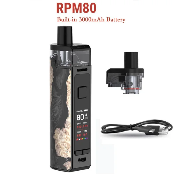 SMOK RPM80 Pod Комплект RPM80 PRO комплект Vape 80 Вт 3000 мАч батарея 5 мл бак RPM сетка 0.4ohm RGC 0.17ohm электронная сигарета VS RPM40 Pod - Цвет: RPM80 Black wood