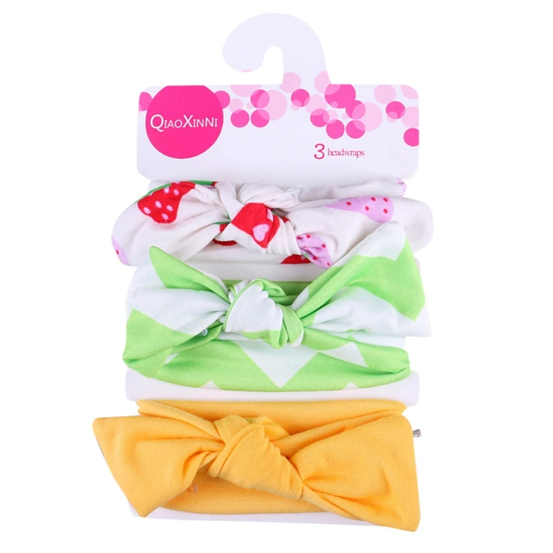 Комплект из 3 предметов; повязка на голову с бантом для новорожденных и маленьких девочек; Однотонные эластичные головные уборы с круглым цветочным рисунком; аксессуары; подарки для маленьких девочек - Цвет: B