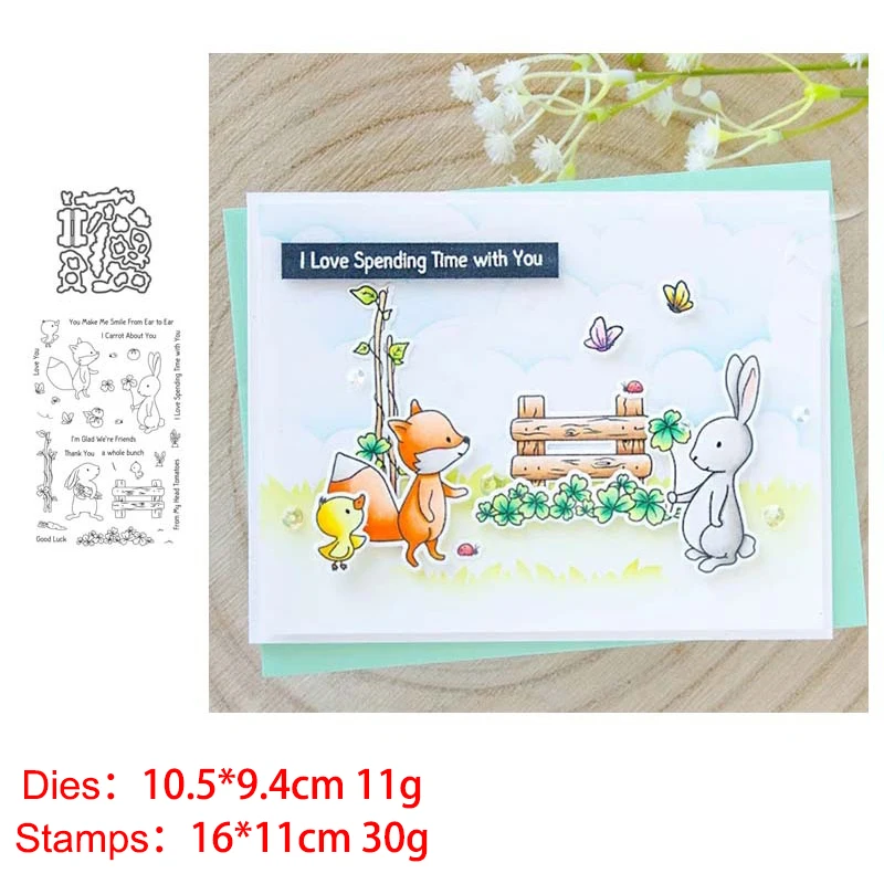 

2020 New Fox and rabbit Metal Cutting Dies and Stamps for DIY Scrapbooking Photo Album Decorative Embossing DIY Paper Cards