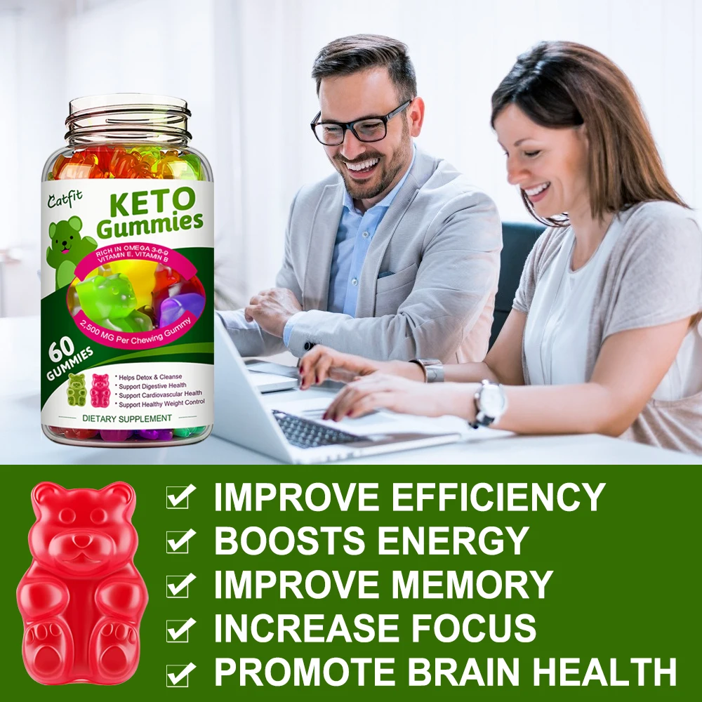 CatFit Vegetarian Malic Acid Ketogenic Gummmies Apple Cider Vinegar Slime KETO Diet Fat Burner Weightloss Snack