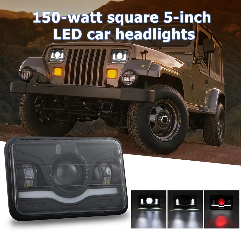 150W 4X6inch Anti-fog Truck LED Headlight DRL 15000LM 6000K Square Lamps for SUV 