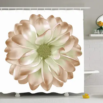 

Shower Curtain Set with Hooks 66x72 Luxurious Pastel Wedding Yellow Orange Garden Vintage Seasonal Pretty Dahlia Nature Floral