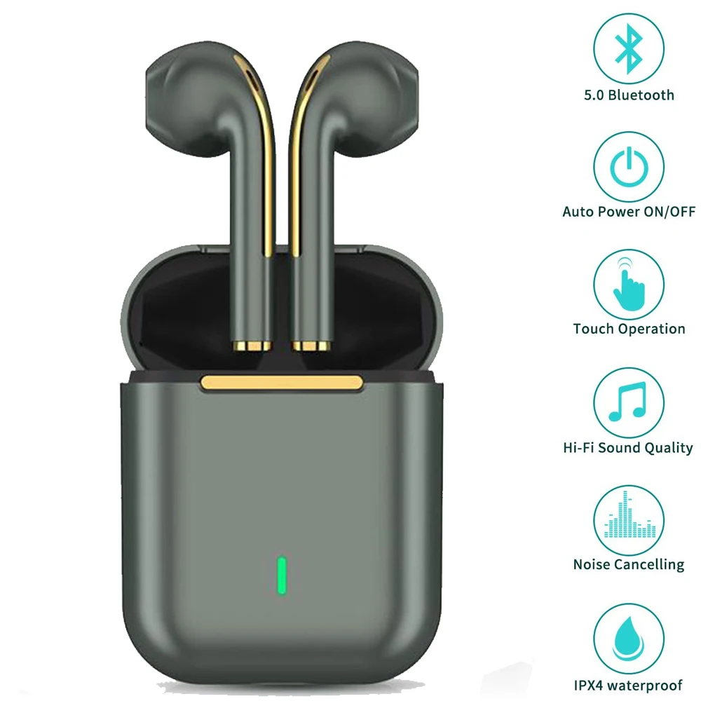 J18 TWS In Ear Bluetooth 5 0 Earphone 9D Stereo Mini True Wireless Headphones Earbuds Sport Headset tws EarBuds For Android IOS