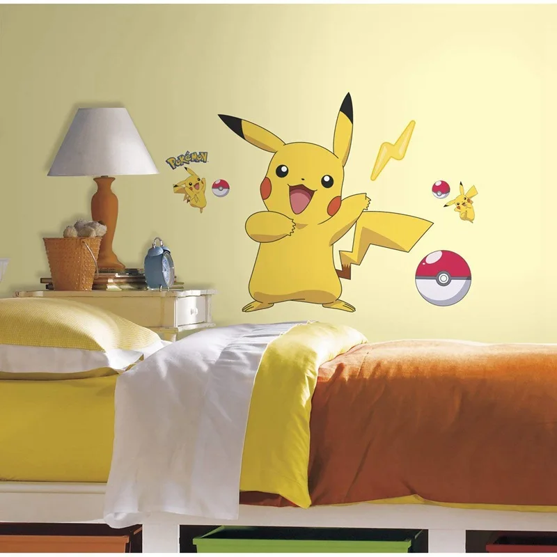 Pokemon Anime Figure Sticker Pikachu Wall Stickers Children Bedroom Kindergarten Wallpaper Deco PVC DIY Toys | Игрушки и хобби