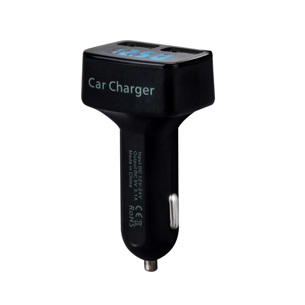 Автомобильное зарядное устройство с двумя USB, 5 В, 3,1 А, быстрая зарядка, светодиодный дисплей, прикуриватель, адаптер для телефона, Автомобильная диагностика напряжения для мобильного телефона