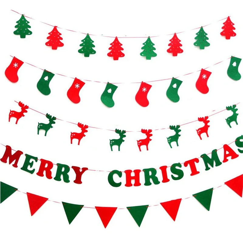 Christmas decorations pull flags home party pendants letters bunting decoration pennants | Дом и сад
