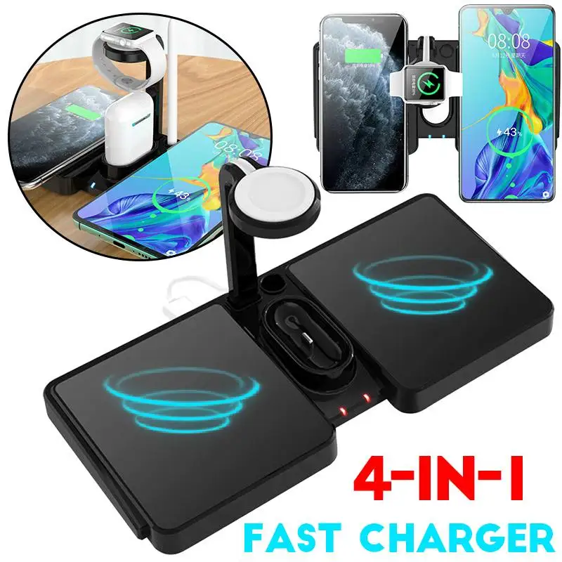 

4in1 Wireless Charger Fast Charging Station Stand For Iphone 11 Pro X XS MAX XR 8 Plus Earphone Charger Phone Holder For Airpod