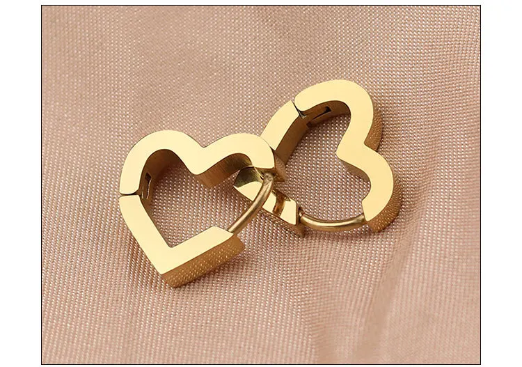 Fashion Personality Geometric Triangle Square Star Heart U Shape Hoop Earrings Men Women Stainless Steel Punk Piercing Jewelry