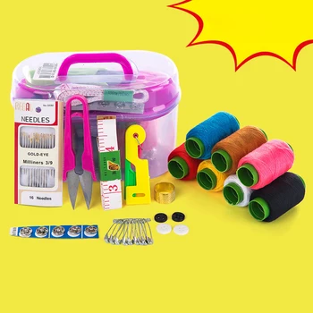 

Sewing Thread Set for Travel Needle Measure Scissor Cross Stitch Tools Kit Tools with Storage Box