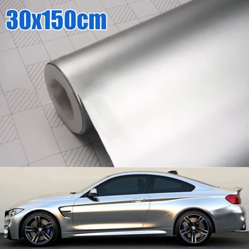 

car accessory 30*150CM Satin Matte Chrome Metallic Silver Vinyl Film Wrap Sticker Bubble Free