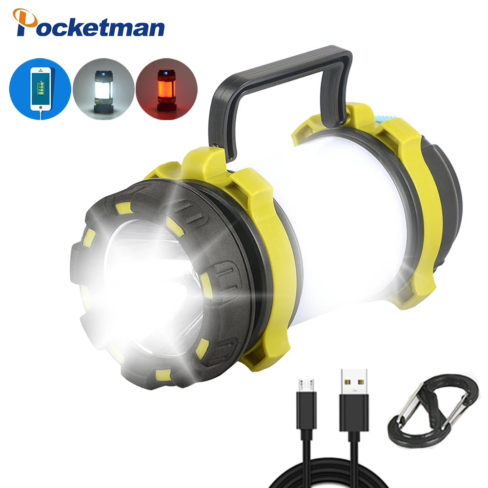 

7800LM LED Camping Light USB Rechargeable Flashlight Dimmable Spotlight Work Light Waterproof Searchlight Emergency Torch