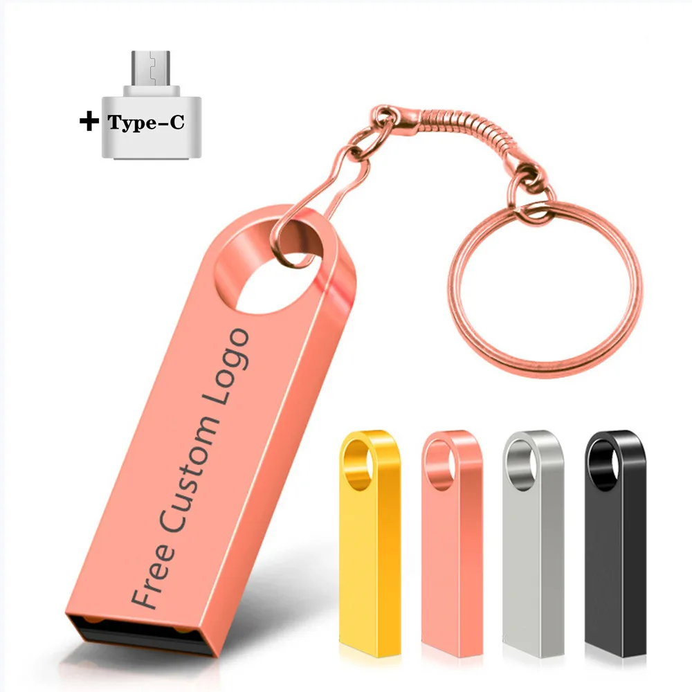 Pen Drive Impermeabile In Metallo Type-C Usb Flash Drive Usb 2.0 Flash Disk Cle Usb Stick 4/8/16/32G 64G Pendrive Flash Memory Card