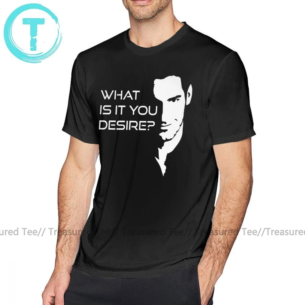Футболка Lucifer, футболка Lucifer Morningstar What Is It You Desire, 4xl, футболка с коротким рукавом, футболка с принтом, 100 хлопок, забавная футболка