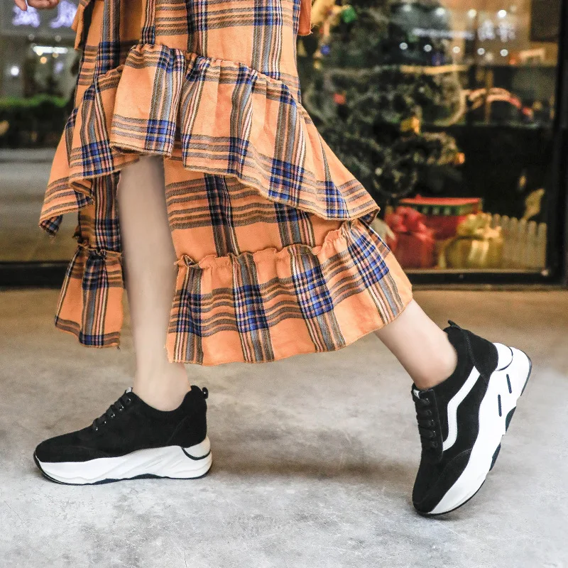 

Genuine Leather Dad Shoes Women's Spring 2019 New Style Network Red Fire Korean-style Versatile Elevator Intellectual Smoked Cas