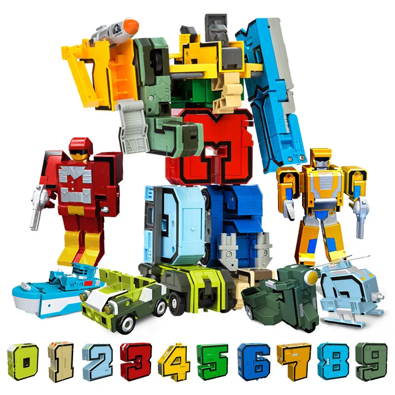 

toys Creative Assembling Educational Blocks Action Figure Number Transformation Robot Deform Plane Car Gift Toys for Children