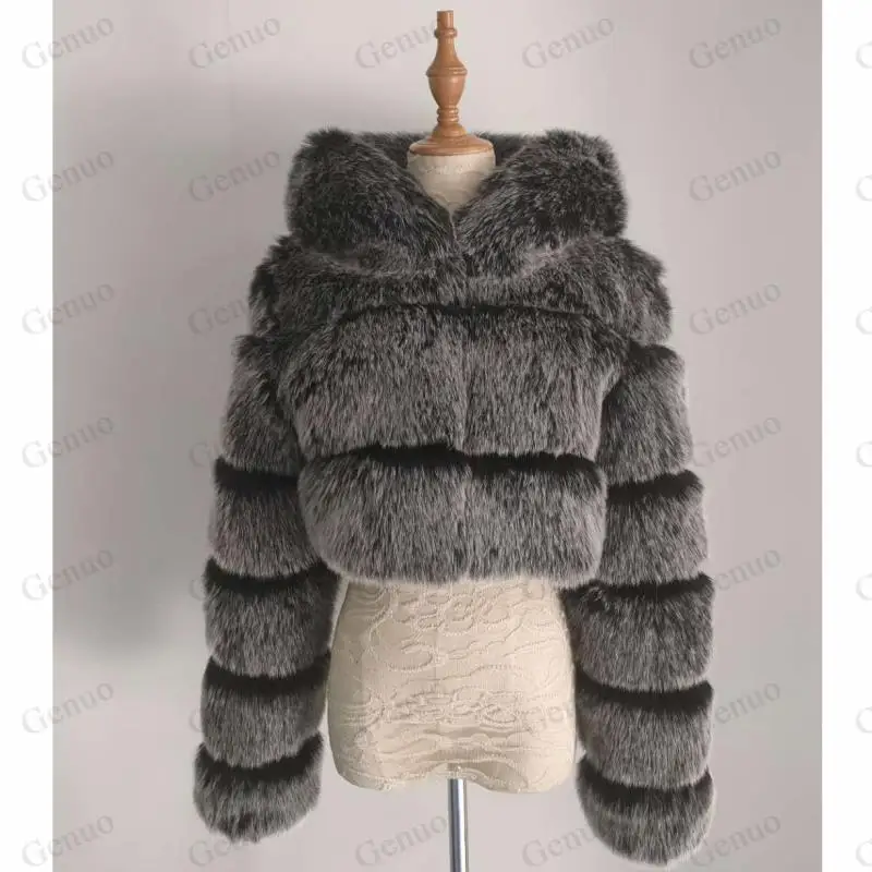 Quality Furry Cropped Faux Fur Coats 